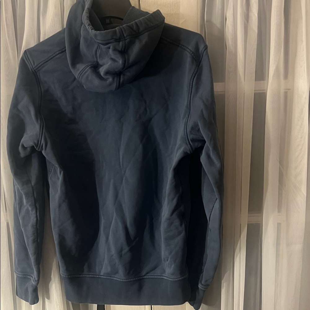 Stone Island Blue Cotton Pullover Hoodie with Logo Patch On sleeve Men’s Medium - Picture 13 of 14